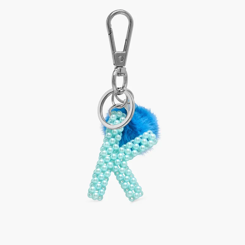 لايف ستايل Initial K Keyring with Blue Pom Pom